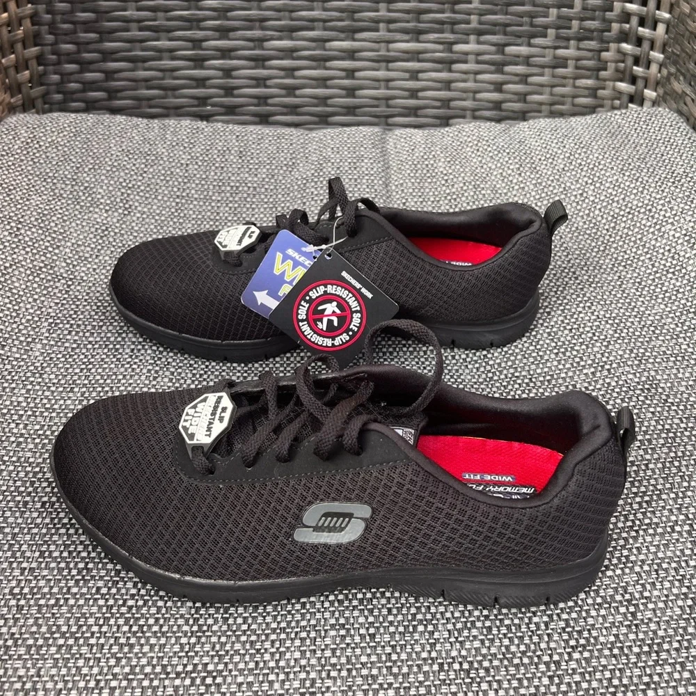 Work Relaxed Sketchers Ghenter SR 772 Black Non Slip Sneaker Womens 9 W Wide 39 - Picture 3 of 14